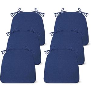 Chair Cushions for Dining Chairs Set of 6, Non Slip Kitchen Chair Pads, 17" x 16" x 2", Indoor Dining Chair Cushions with Ties, D-Shaped Seat Cushions for Kitchen Chairs, Navy Blue