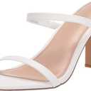 The Drop Women's Avery Square Toe Two Strap High Heeled Sandal (7, White)
