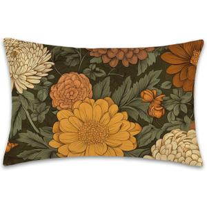 Vintage Floral Flowers Satin Pillow Case King Size,Soft Pillowcases for Hair and Skin Similar to Silk,Pillowcases with Hidden Zipper Bedding Accessories,20X36 Inches,1 Pack