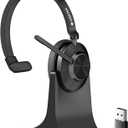 Voistek Wireless Bluetooth Headset with Noise Cancelling Mic, 45+ Hour Battery, Charging Dock, USB Dongle & Microphone Mute, Ideal for Work from Home, Office, Teams, Zoom, Mac, Android, iOS