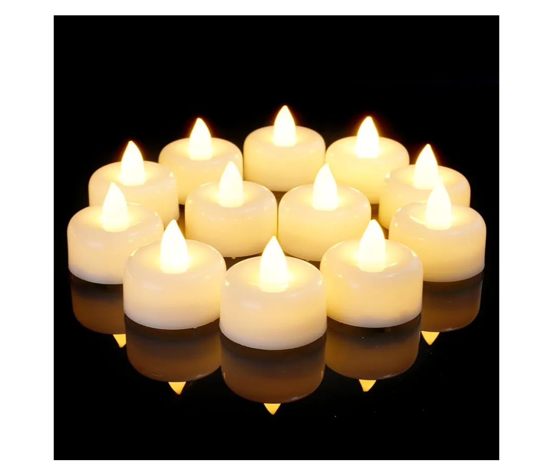 Amagic 12 Pack Flameless LED Tea Lights Candles Battery Operated, Electric Fake Tealight Candles for Votive, Halloween, Christmas, Home Decor, Wedding, Table Decor 