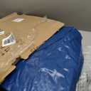 QPAU Inflatable Double River Tube, 2 Person 660lb Capacity, Puncture-Resistant 93" Sturdy Heavy Duty River Float, River Raft with Ergonomic Backrest, Cooler & Cup Holders for Family (Dark Blue)