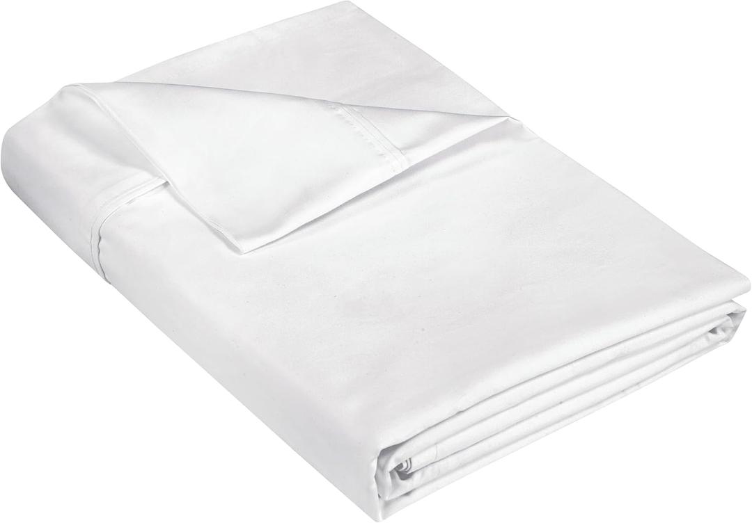 400 Thread Count 100% American Grown Cotton White Flat Sheet Only - Cooling Sheets - Luxury Sateen Weave - Full Size Flat Sheet Sold Separately - Super Soft Cotton Top Sheets (Full, Signature White)