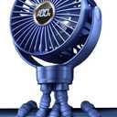 KIDEE Portable Baby Stroller Fan, Mini Baby Clip on Fans, LED Display, 360 Rotate Flexible Tripod, Rechargeable Small Personal Handheld Fans Cooling Desk Fan for Car Seat Crib Treadmill Travel (Blue)