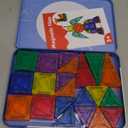 MQGEWQ Mini Magnetic Tiles Toddler Travel Essentials Set,1.5Inch 42PCS Magnetic Building Tiles Portable Construction Toys for Airplane Car Kid Aged 3+ Birthday Gift