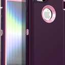 3 x AICase for iPhone SE 2022/3rd/2020/8/7 Case with Built-in Screen Protector,Heavy Duty Drop Protection Full Body Rugged Shockproof/Dust Proof Military Protective Tough for iPhone SE 2022/2020/8/7_8 (Night Purple/Pink(built-in film))