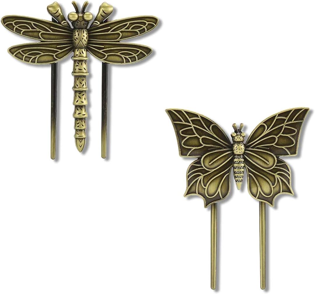 Vintage Book Clips Butterfly Dragonfly Metal Book Clips Vintage Bronze Page Holder BookMarkers for Reading Writing Office Accessories (Dragonflies and Butterflies)