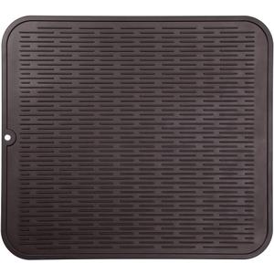 Silicone Dish Drying Mat for Multiple Usage,Easy clean,Eco-friendly,Heat-resistant Silicone Mat for Kitchen Counter or Sink,Refrigerator or Drawer Liner Coffee XL 18 inches x 16 inches