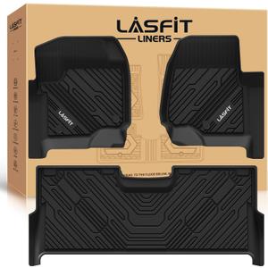 LASFIT Floor Mats for Ford F250 F350 F450 2017-2026 Crew Cab Front Bucket Seat | Rear W/Fold-Flat Storage All Weather Carpet Floor Super Duty Protector TPE Car Floor Liner, 1st & 2nd Row, 3pcs Black