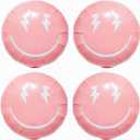 4PCS Pink Smile Face Balloons 23 Inch/Pink Preppy Themed Party Decor/Preppy Y2k Hot Pink Party Balloons Smile Face Lightning Supplies for Teen Hippie Girls Bachelorette Early 2000s Theme