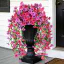Artificial Hanging Flowers for Outdoors,No Fade 2 Bundles Fake Silk Flowers for Outside, Realistic Faux Plants Decorations for Hanging Baskets, Planters-Porch, Patio, Yard Decor