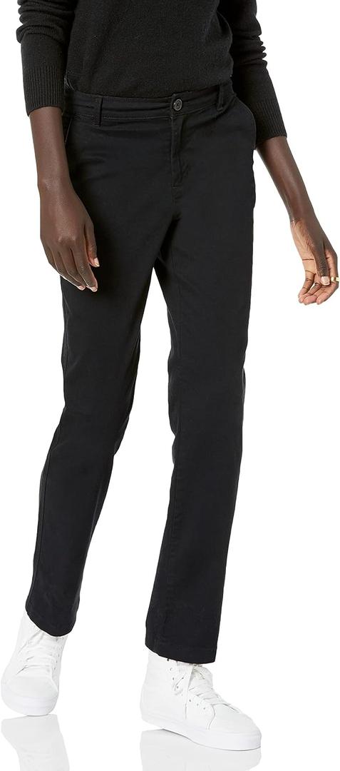 Amazon Essentials Women's Slim Fit, Straight Leg Stretch Twill Chino Pant (2, Black)