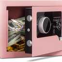 Digital Electronic Money Safe, Steel Security Lock Box with Keypad, Office Hotel Business Jewelry Gun Cash Safe, 0.23 Cubic Feet, 9.06" W x 6.69" D x 6.69" H（Pink）