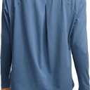 CRZ YOGA Pima Cotton Long Sleeve Workout Shirts for Women Loose Fit Crew Neck Yoga Athletic Tops Casual Fall Shirt Ink Blue Medium
