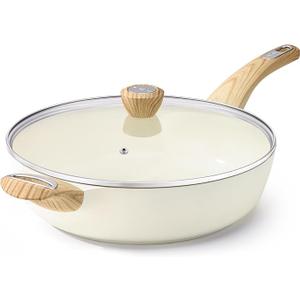 SENSARTE Ceramic Nonstick Frying Pan Skillet, 13.3 Inch Large Deep Frying Pan, 6 Qt Saute Pan, Induction Pan, Healthy Non Toxic Cooking Pan with Helper Handle, PFOA PFAS PTFE Free, NO LID