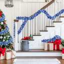 33FT Christmas Garland, Blue and Silver Tinsel Garland Shiny Hanging Garland for Home Tree Door Mantle Indoor Outdoor Holiday Xmas Party Decor