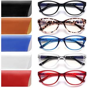 Amazon.com: COJWIS 5 Pack Reading Glasses for Women Men Blue Light Blocking Computer Readers with Spring Hinge Anti Eye Strain Eyewear (5 MIX, 1.50, diopters) : Health & Household