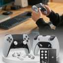 Metal Thumbsticks & Back Paddles for PS5 Edge Controller, Analog Thumb Sticks Caps Replacement Kit for PS5 Dual Sense Edge Stick Module, 6 Joysticks, 4 Back Buttons, Silver