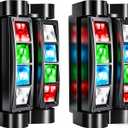 JCYWFLODY Spider Moving Head DJ Light, 8x10W LED Stage Lights RGBW Sound Activated DMX512 Control DJ Lights for Parties Club Pub Disco Live Show Wedding Event Stage Lighting, 2 Packs