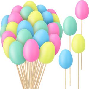 Sanwuta 40 Pcs Easter Egg Picks Pastel Foam Floral Sticks Easter Decorations for Home Vase Filler Floral Arrangement Spring Table Centerpiece Basket Decor DIY Crafts(Lively Colors)