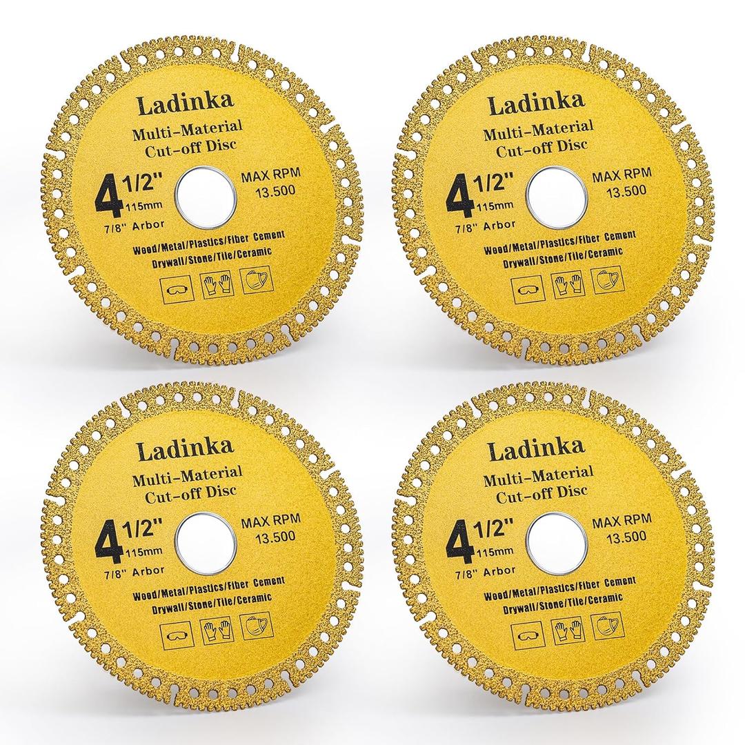 4-Pack 4-1/2 Inch Electro Plated Diamond Grinding Wheel - Heavy Duty Indestructible Disc for Angle Grinder, Multi Material Cutting Blades for Metal, Tile, Stone and Concrete