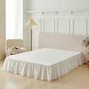 Bed Skirt King Size Ruffled Bed Skirt with Split Corners, King Bed Skirts 18 Inch Drop, King Size Bed Skirting with Platform, White, 18'' King