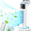Portable Air Conditioner - 90 Oscillating Tower Fan with Remote, 16" Evaporative Air Cooler with 4 Wind Speeds/Digital Touch Screen/Cool Mist/2-10H Timer - Cooling fan Air Conditioner for Room Office