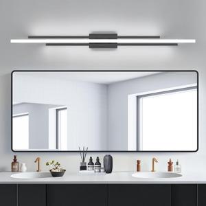 VitaLink 55" Long Black Vanity Light Bathroom Wall Light Fixtures Long Vanity Lights Over Mirror Lighting Lamps Dimmable Bathroom Wall Mount Lighting Over Vanity Mirror