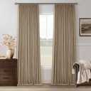 Light Brown Linen Blackout 120 Inch Curtains for Living Room 2 Panels Set Pinch Pleated Back Tab Drapes Farmhouse Thermal Insulated Full Black Out Curtains 120 Length High Ceiling to Floor 40x120