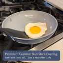 CookinCraze Nonstick Ceramic Frying Pan 10" Non Toxic Cooking Skillet for Eggs Pancakes & Stir Fry, Even Heat Distribution, PTFE/PFOA/PFAS Free, All Cookops Compatible, Stainless Steel Handle, Cream