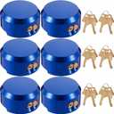 Frienda Blue 6 Pack Hidden Shackle Padlocks Puck Lock Keyed Alike Heavy Duty 2-7/8" Solid Steel Puck Lock with 12 Pcs Keys Round Trailer Padlocks for Trailer Truck Garages Vans Sheds Gates