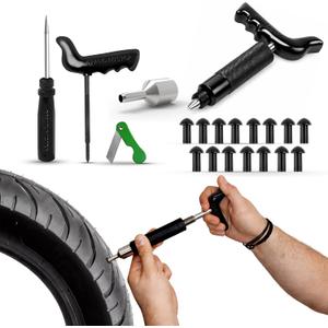 GRAND PITSTOP 20 Pcs Tubeless Tire Puncture Repair Kit with Mushroom Plug for Tyre Punctures and Flats on Cars, Motorcycles, ATV, Trucks & Tractors (15 Mushroom Plugs)