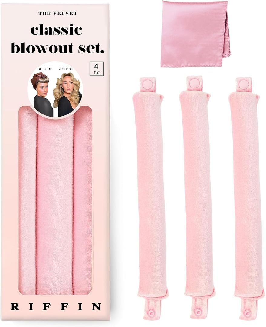 Classic Heatless Curls Overnight Rods - Upgraded Directional Grip Velvet Heatless Hair Curler to Sleep in No Heat Heatless Curling Flexi Rods Foam Hair Rollers for Blowout Look Medium & Long Hair