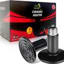 Leoterra 75W Ceramic Heat Emitter, Reptile Heat Lamp Bulb for 20-40 Gallons Bearded Dragon Tank & Turtle Terrarium, All-Purpose No-Light Night Heating for Lizards, Snakes, Chameleons (2-Pack)