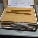 Double Layer Bamboo Bread Box for Kitchen Countertop, Cutting Board, and Stainless Steel Bread Knife, Large Capacity Storage Container with Clear Windows (Self-Assembly) (Brown)