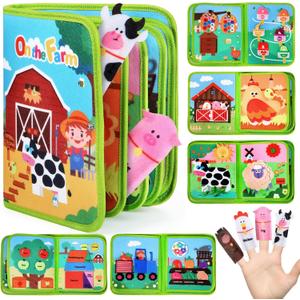 OCHIDO Busy Book for Toddlers 1-3, Montessori Toys for 1 Year Old Boy Girl, Farm Animal Busy Board Educational Learning Quiet Toddler Activity Book, Birthday for Toddlers