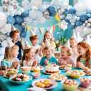 146 PCS Blue Balloon Garland Arch Kit，Different Sizes 18 12 10 5 inch Blue and White Balloon Arch Light blue Balloons for Baby Shower Bridal Shower Wedding Birthday Party Decorations