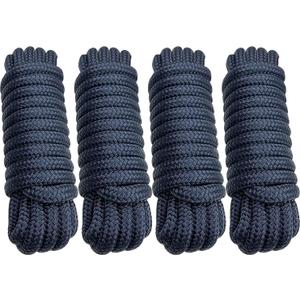 Double Braid 5/8" x 20' Boat Dock Lines (4-Pack) Nylon Boat Ropes for Docking with 15" Spliced Eye Heavy Duty Marine Rope Soft & Durable Boat Lines for Pontoon and Light Boat (Navy Blue)