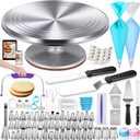 Kootek 253 Pcs Cake Decorating Kit, 12" Aluminum Alloy Cake Turntable, 48 Numbered Icing Tips, 3 Russian Piping Nozzles, Offset and Straight Spatulas, Cake Leveler, Pastry Bags Baking Supplies