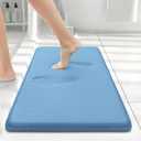 Smiry Memory Foam Bath Mat 24x16, Extra Soft and Absorbent Bathroom Mats, Non Slip Washable Carpet for Floor, Shower and Tub, Blue