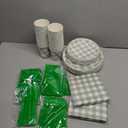 350 Pcs Sage Green Gingham Plates and Napkins Set, Sage Gingham Party Supplies with Paper Plates Napkins Cups Plastic Spoons Forks Knives for Wedding Picnic Baby Shower Decorations