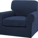 Turquoize 2 Piece Chair Covers Chair Slipcovers for Living Room Armchair Couch Cover Chair Sofa Cover with Individual Cushion Covers Furniture Cover for Chairs Feature Jacquard Fabric (Chair, Navy)