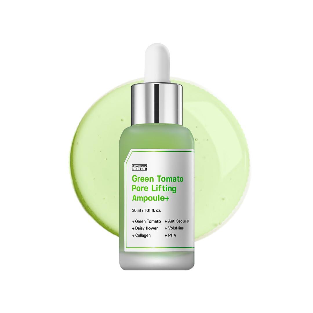 SUNGBOON EDITOR Green Tomato Pore Lifting Ampoule | Pore Minimizer Serum with Niacinamide & Green Tomato Extract | Hydrating & Firming Care for Sensitive Skin | Korean Skincare, EXP 2027/01/18