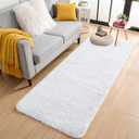 OLANLY 2x6 Machine Washable Runner Rugs for Hallway, Soft Fluffy Shaggy Bedside Rugs for Bedroom, Living Room, Indoor Floor Carpet for Kids Girls and Boys, Nursery Rooms, Home Decor Aesthetic, White