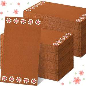 Janlaugh 100 Pcs Platos De Barro Mexicanos Napkins Mexican Fiesta Terracotta Flower Paper Hand Napkins Barro Disposable Guest Towels Bulk for Cielito Lindo Party Birthday Wedding Supplies(Pink)