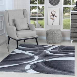 GLORY RUGS Modern Area Rug 5x7 Gray White Swirls Carpet Bedroom Living Room Contemporary Dining Accent Sevilla Collection 4816 (5' x 7' (Rectangular), Grey)