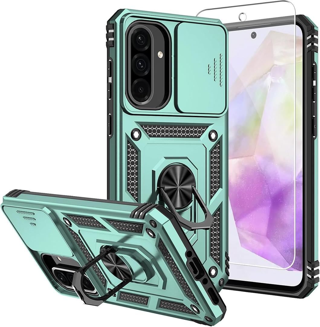 for Galaxy A36 5G Phone Case,Galaxy A36 5G Case,with Screen Protectors and Camera Cover,[Military Grade] 16ft.Drop Tested Cover with Magnetic Kickstand Protective Case for Samsung A36 5G, Green