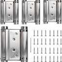 4pcs 3in Double Action Spring Hinges, Self Closing Door Hinges for Cafe Saloon Pub Swinging Doors, 201 Stainless Steel, Including Pins and Screws (Silver)