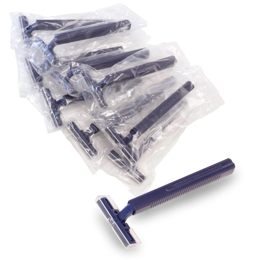 Freshscent (144 Pack) Individually Wrapped Twin Blade Razors with Clear Safety Cap, Disposable, Bulk Packed, Sold by the Case