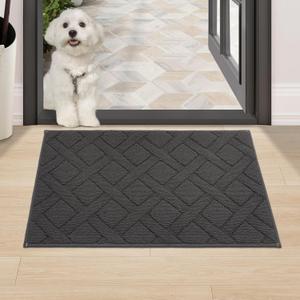 COSY HOMEER Door Mat Indoor Entrance, Non-Slip Absorbent Doormat for Front Door, Low-Profile Entryway Mat for Dirty Paws, Washable Dirt Trapper Mats (20"x32", Dark Grey)